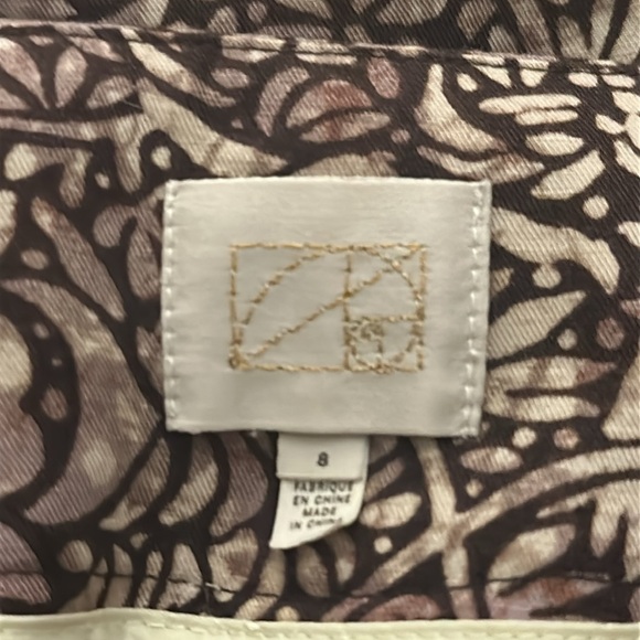Anthropologie Coquille Linen Blend Floral Doodle Shorts Size 8 Brown Pleated - Picture 7 of 9